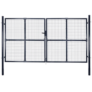 vidaXL Mesh Garden Gate Galvanised Steel 289x200 cm Grey - Giant Lobelia