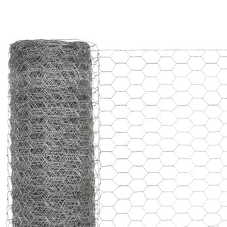 vidaXL Chicken Wire Fence Galvanised Steel 25x1.2 m Silver - Giant Lobelia