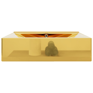 Wash Basin with Overflow 60x46x16 cm Ceramic Gold - Giant Lobelia