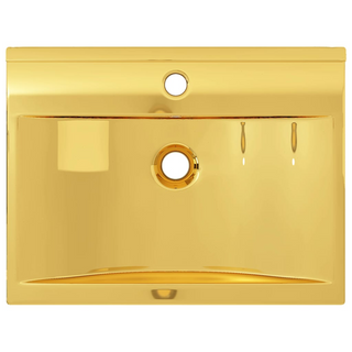 Wash Basin with Overflow 60x46x16 cm Ceramic Gold - Giant Lobelia