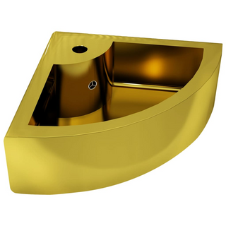 Wash Basin with Overflow 45x32x12.5 cm Ceramic Gold - Giant Lobelia