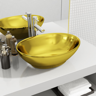 vidaXL Wash Basin 40x33x13.5 cm Ceramic Gold - Giant Lobelia