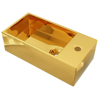 Wash Basin with Overflow 49x25x15 cm Ceramic Gold - Giant Lobelia