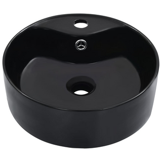 Wash Basin with Overflow 36x13 cm Ceramic Black - Giant Lobelia