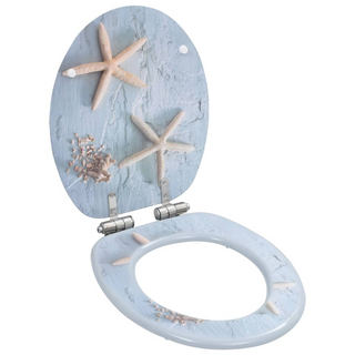 WC Toilet Seat with Soft Close Lid MDF Starfish Design - Giant Lobelia