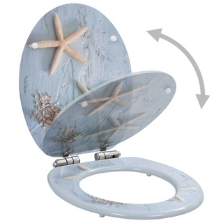 WC Toilet Seat with Soft Close Lid MDF Starfish Design - Giant Lobelia