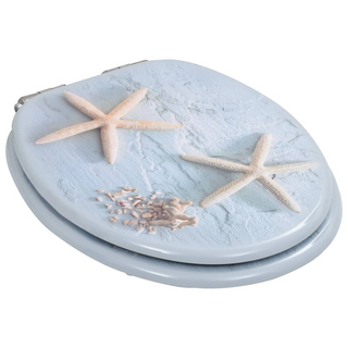 WC Toilet Seat with Soft Close Lid MDF Starfish Design - Giant Lobelia