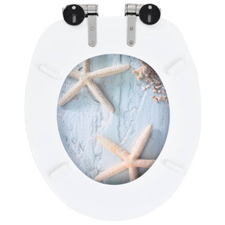 WC Toilet Seat with Soft Close Lid MDF Starfish Design - Giant Lobelia