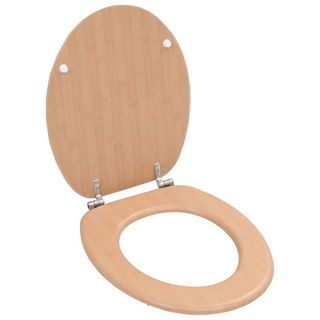 WC Toilet Seat with Lid MDF Bamboo Design - Giant Lobelia