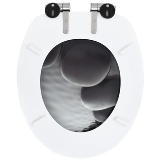 WC Toilet Seat with Soft Close Lid MDF Stones Design - Giant Lobelia