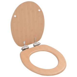 WC Toilet Seat with Soft Close Lid MDF Bamboo Design - Giant Lobelia