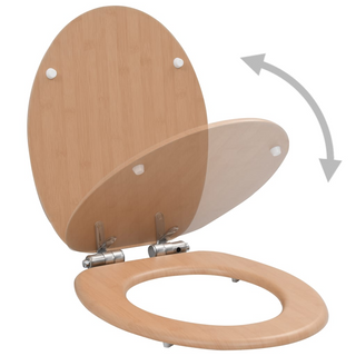 WC Toilet Seat with Soft Close Lid MDF Bamboo Design - Giant Lobelia