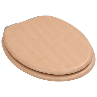 WC Toilet Seat with Soft Close Lid MDF Bamboo Design - Giant Lobelia