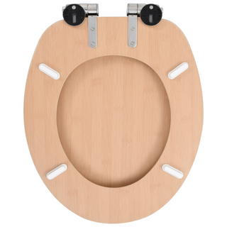 WC Toilet Seat with Soft Close Lid MDF Bamboo Design - Giant Lobelia