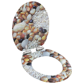 WC Toilet Seat with Soft Close Lid MDF Pebbles Design - Giant Lobelia