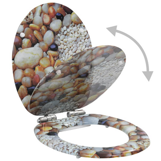 WC Toilet Seat with Soft Close Lid MDF Pebbles Design - Giant Lobelia