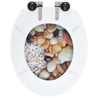 WC Toilet Seat with Soft Close Lid MDF Pebbles Design - Giant Lobelia