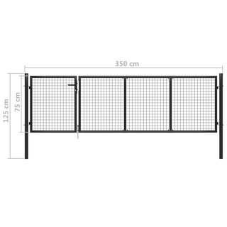 vidaXL Garden Gate Steel 350x75 cm Anthracite - Giant Lobelia