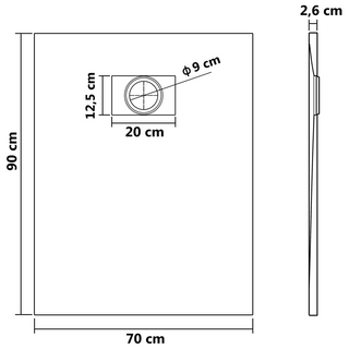 Shower Base Tray SMC Black 90x70 cm - Giant Lobelia