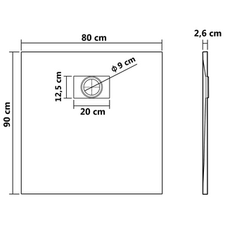 Shower Base Tray SMC Black 90x80 cm - Giant Lobelia