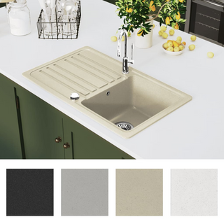 vidaXL Granite Kitchen Sink Single Basin Beige - Giant Lobelia