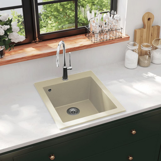 vidaXL Granite Kitchen Sink Single Basin Beige - Giant Lobelia