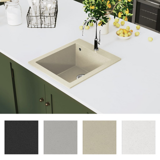 vidaXL Granite Kitchen Sink Single Basin Beige - Giant Lobelia