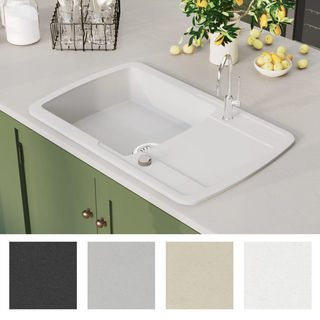 vidaXL Granite Kitchen Sink Single Basin White - Giant Lobelia