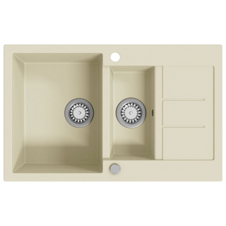 vidaXL Granite Kitchen Sink Double Basins Beige - Giant Lobelia