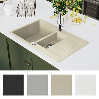 vidaXL Granite Kitchen Sink Double Basins Beige - Giant Lobelia