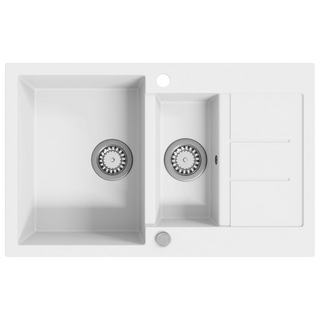 vidaXL Granite Kitchen Sink Double Basins White - Giant Lobelia