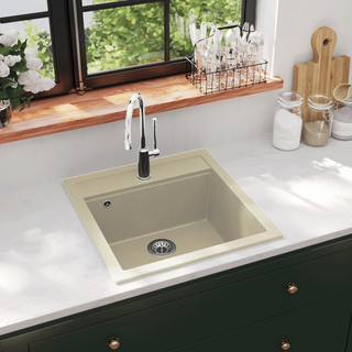 vidaXL Granite Kitchen Sink Single Basin Beige - Giant Lobelia