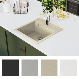 vidaXL Granite Kitchen Sink Single Basin Beige - Giant Lobelia