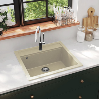 vidaXL Granite Kitchen Sink Single Basin Beige - Giant Lobelia