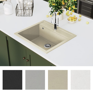 vidaXL Granite Kitchen Sink Single Basin Beige - Giant Lobelia