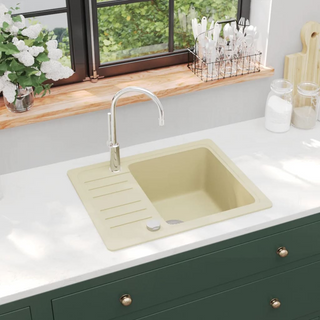 vidaXL Granite Kitchen Sink Single Basin Beige - Giant Lobelia