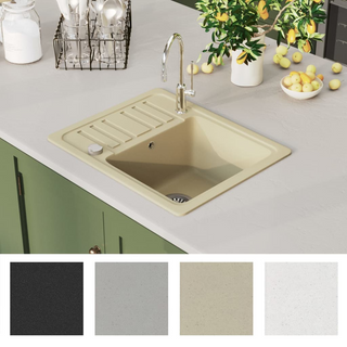 vidaXL Granite Kitchen Sink Single Basin Beige - Giant Lobelia