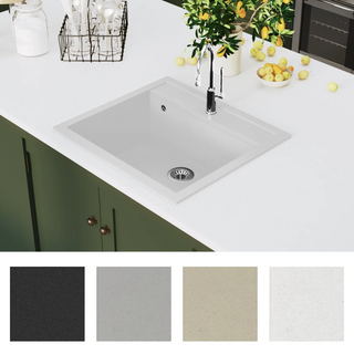 vidaXL Granite Kitchen Sink Single Basin White - Giant Lobelia