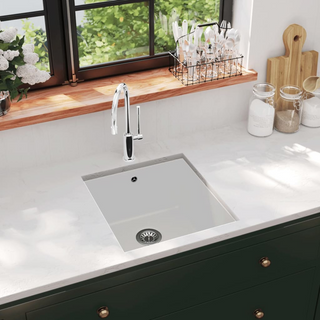 vidaXL Granite Kitchen Sink Single Basin White - Giant Lobelia