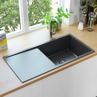 vidaXL Handmade Kitchen Sink Black Stainless Steel - Giant Lobelia