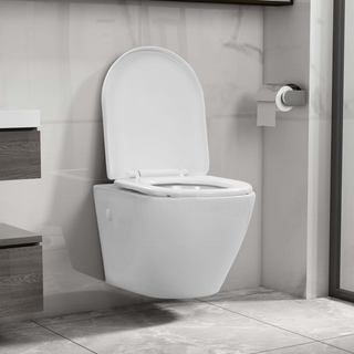 vidaXL Wall Hung Rimless Toilet Ceramic White - Giant Lobelia