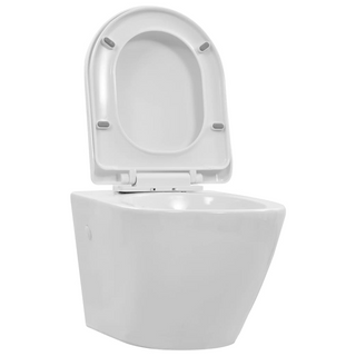 vidaXL Wall Hung Rimless Toilet Ceramic White - Giant Lobelia