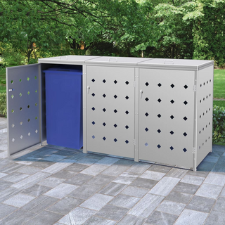 Triple Wheelie Bin Shed 240 L Stainless Steel - Giant Lobelia