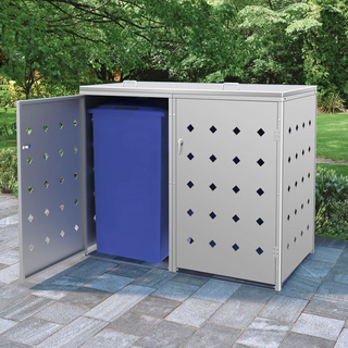 vidaXL Double Wheelie Bin Shed 240 L Stainless Steel - Giant Lobelia