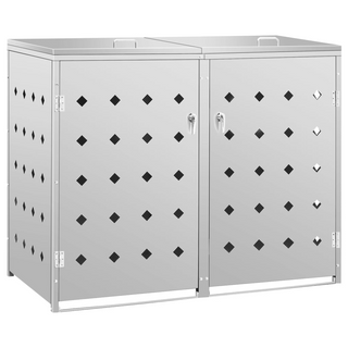 vidaXL Double Wheelie Bin Shed 240 L Stainless Steel - Giant Lobelia