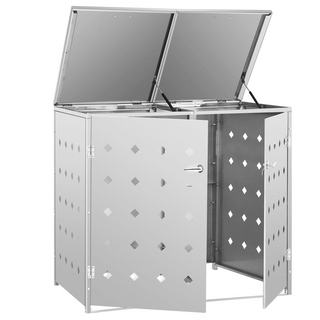 vidaXL Double Wheelie Bin Shed 240 L Stainless Steel - Giant Lobelia