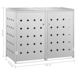 vidaXL Double Wheelie Bin Shed 240 L Stainless Steel - Giant Lobelia