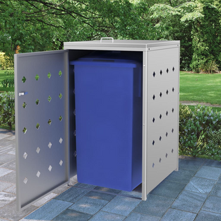 vidaXL Single Wheelie Bin Shed 240 L Stainless Steel - Giant Lobelia