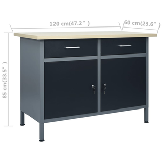 Workbench Black 120x60x85 cm Steel - Giant Lobelia