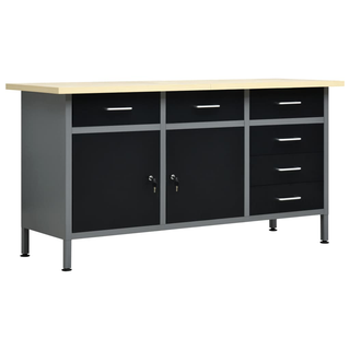 Workbench Black 160x60x85 cm Steel - Giant Lobelia